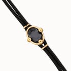 Leather bracelet with faceted black oval crystal